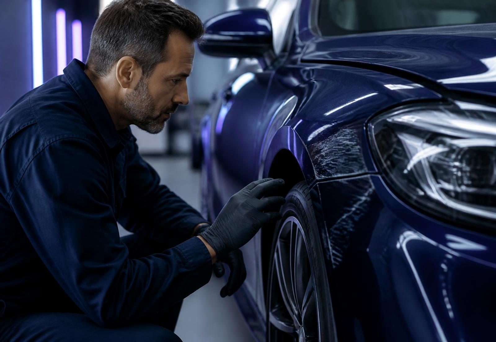Atelier de carrosserie SOS Mon Garage avec technicien au travail